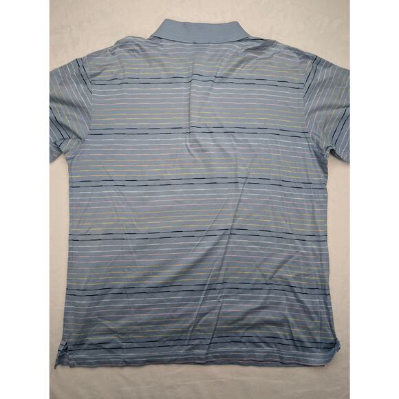 Alan Flusser Mens Golf Polo Shirt Size Large Blue Stripe Yellow Black - Picture 6 of 6